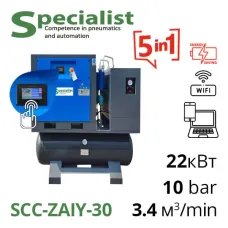 Гвинтовий компресор з ресивером 3400 л/хв, 7~10 бар, 22 кВт (SCC-ZAIY-30)