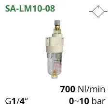 Міні-лубрикатор до 1400 л/хв, 1/4", 1/2", 0~10 бар (серія SA-LM10-08)