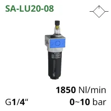 Лубрикатори до 8100 л/хв, 1/4″, 3/8″, 1/2″, 3/4″, 1″, 0~10 бар (серія SA-LU20-08)