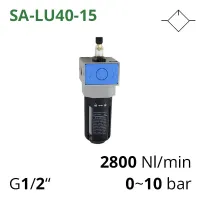 Лубрикатори до 8100 л/хв, 1/4″, 3/8″, 1/2″, 3/4″, 1″, 0~10 бар (серія SA-LU40-15)