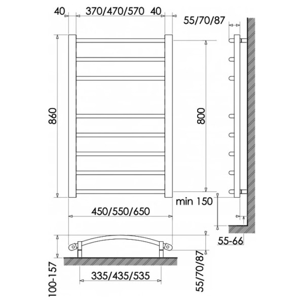 Рушникосушка електирична POLYWARM WELT EG 8/55 860*500 L
