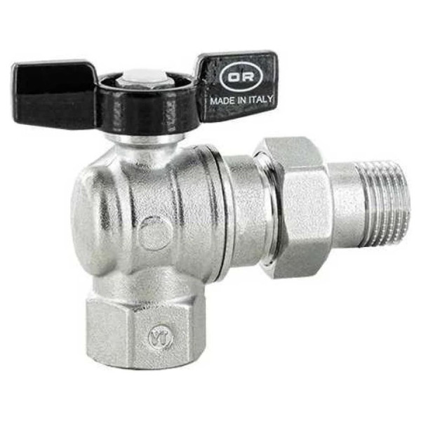 Кран кульовий з американкою кутовий OFFICINE RIGAMONTI 1/2"ЗВ PN16  метелик