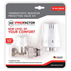 Комплект радіаторний термостатичний PROFACTOR 1/2" прямий з преднастройкою