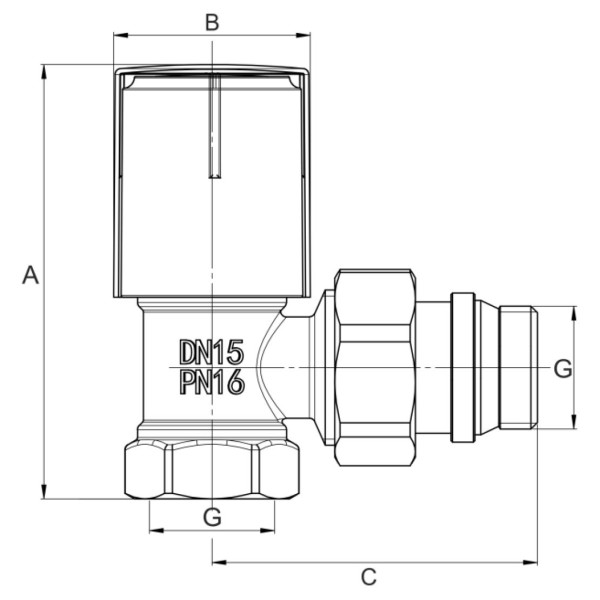 Кран радіаторний  ASG 1/2" кутовий верхній (10/80)