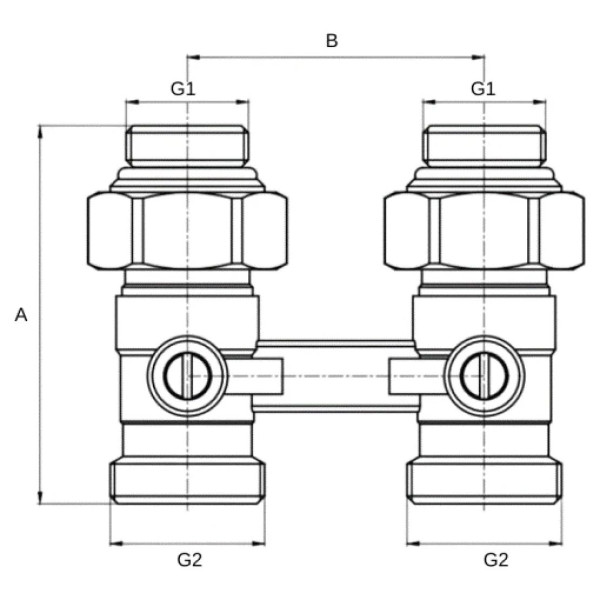 Вузол нижнього підключення ASG 1/2"x3/4" прямий (10/60)