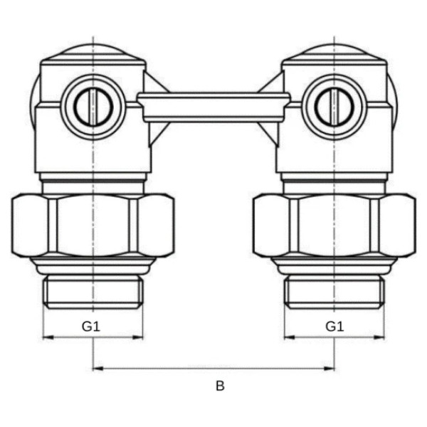 Вузол нижнього підключення ASG 1/2"x3/4" кутовий (10/60)