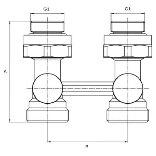 Вузол нижнього підключення ASG 1/2"x3/4" кутовий вентильний (10/60)