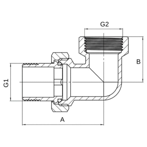 Згін-американка ASG 1/2" кутовий нікель (1/110)