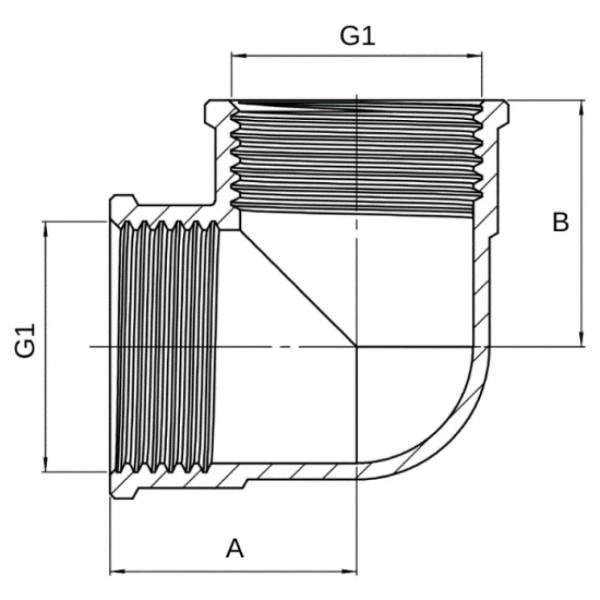 Кутник ASG 1/2" ВВ нікель (1/140)