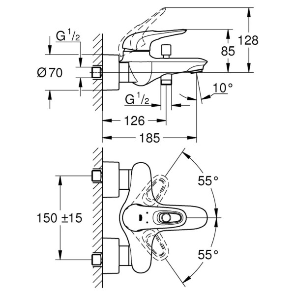 Змішувач для ванни GROHE Eurostyle