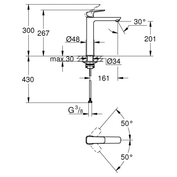 Змішувач для умивальника GROHE CUBEO XL