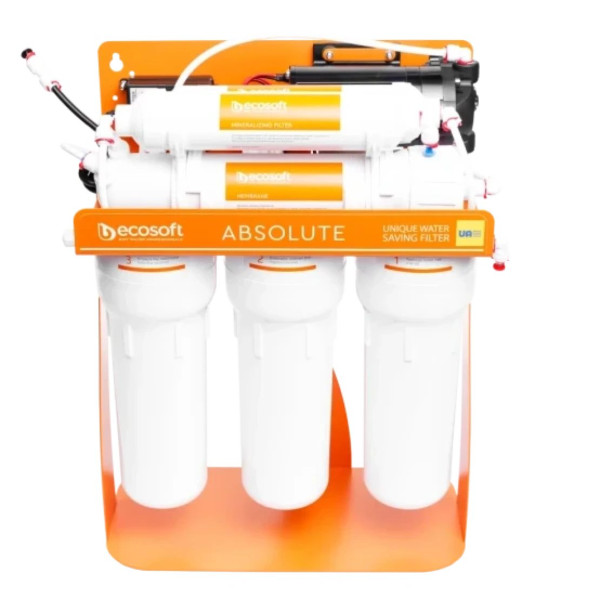 Фільтр зворотного осмосу ECOSOFT Absolute 6-75MPS з мінералізатором та помпою на станині