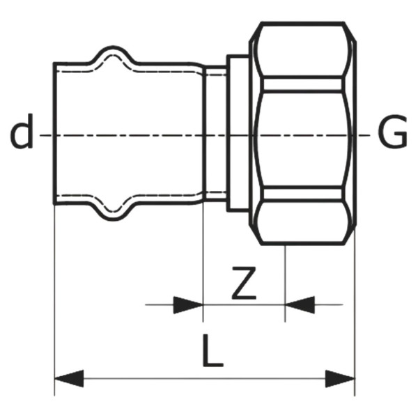 Перехід ASG INOX 42х1 3/4" з накидною гайкою