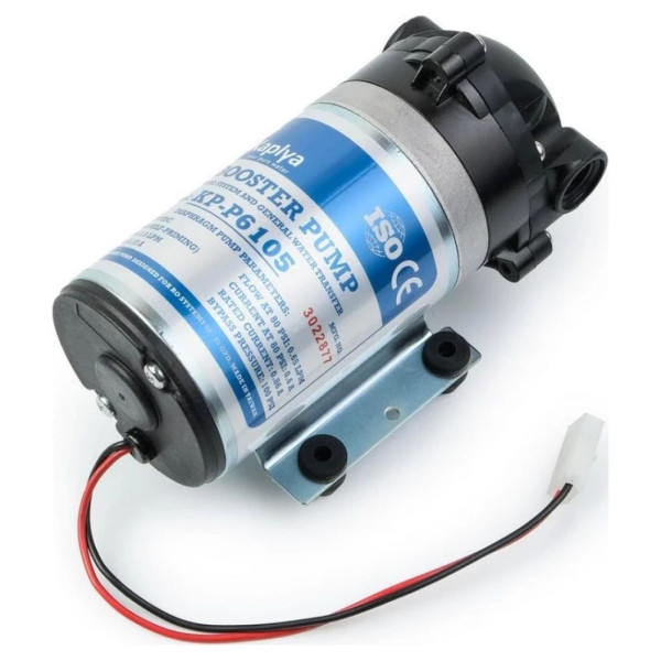 Помпа для підвищення тиску у системах RO 50-75 GPD, напруга 24V, струм max 0.86 А.