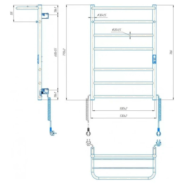 Рушникосушка електрична MARIO HOME ITR 770х530/240