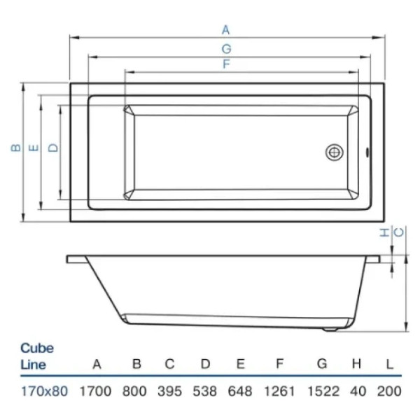 Ванна акрилова KOLLER POOL Cube Line 170х80