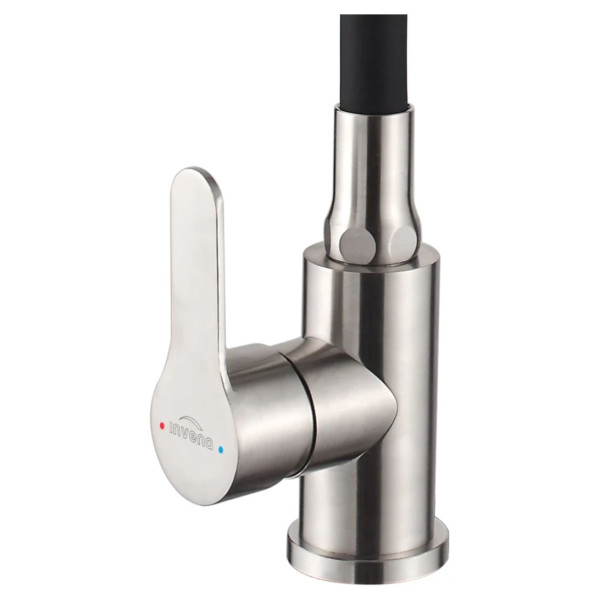 Змішувач для кухні INVENA Ksanti Inox, чорний/сатин 2-функц,