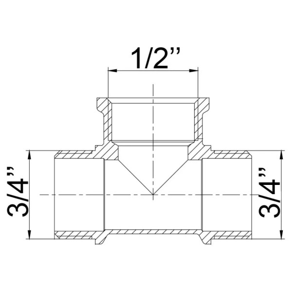 Трійник UA 3/4"Зx1/2"Вx3/4"З латунь