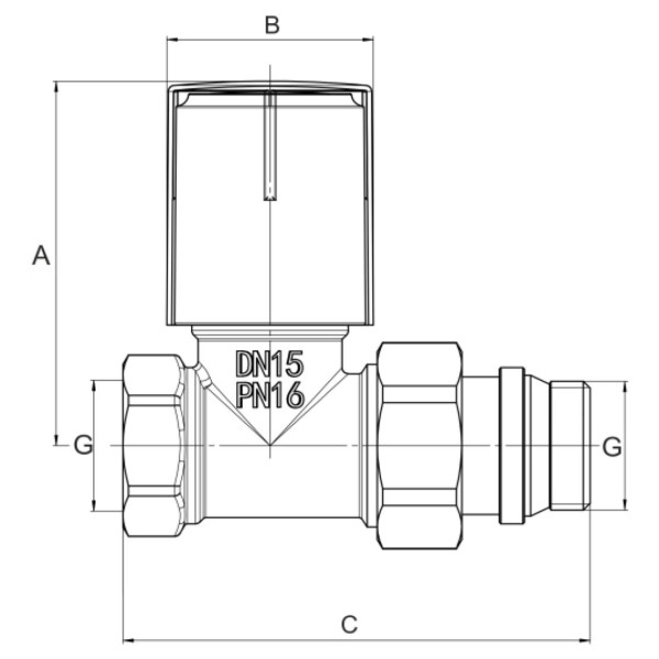 Кран радіаторний  ASG 1/2" прямий верхній (10/80)