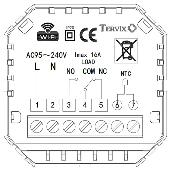 Термостат безпровідний TERVIX ProLine з WiFi для газ/електричного котла, білий
