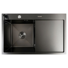 Мийка кухонна CM 78*50 L чорна PVD VALESO Handmade (круглий сифон 3,0/0,8)