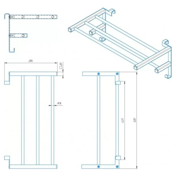 Поличка MARIO Inox 520х284