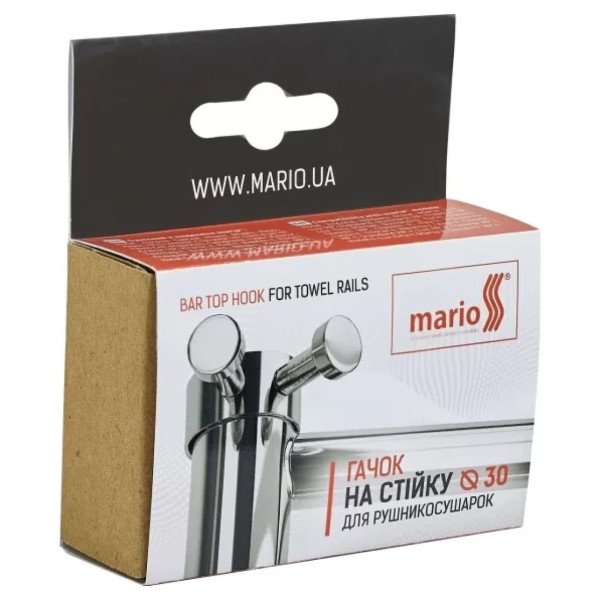 Гачок на стійку MARIO Inox ф30 для рушникосушарок