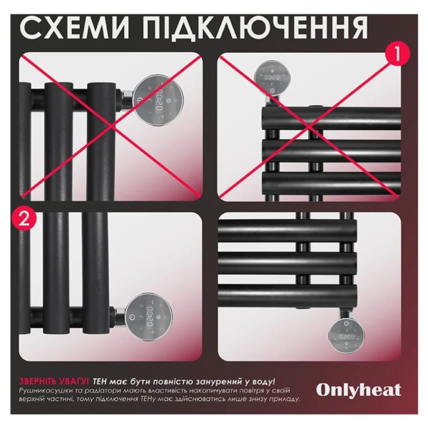 Тен до рушникосушки Onlyheat Ivory Chrome 0,3кВт 1/2  31,5 см